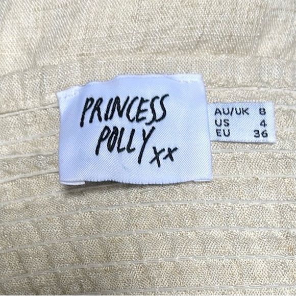 PRINCESS POLLY Romper Colleen Cream Linen Blend Adustable Straps Size 4 - Picture 7 of 9